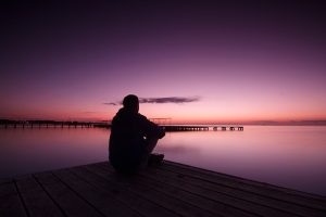 man silouette sea