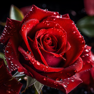 Red Rose covered with rain drops