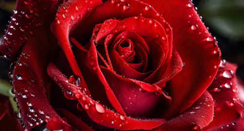 Red Rose covered with rain drops